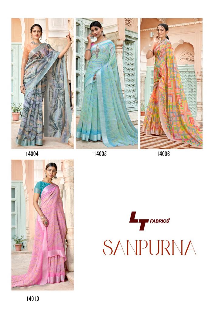 Lt Sanpurna Ethnic Wear Wholesale Designer Printed Saree Catalog
